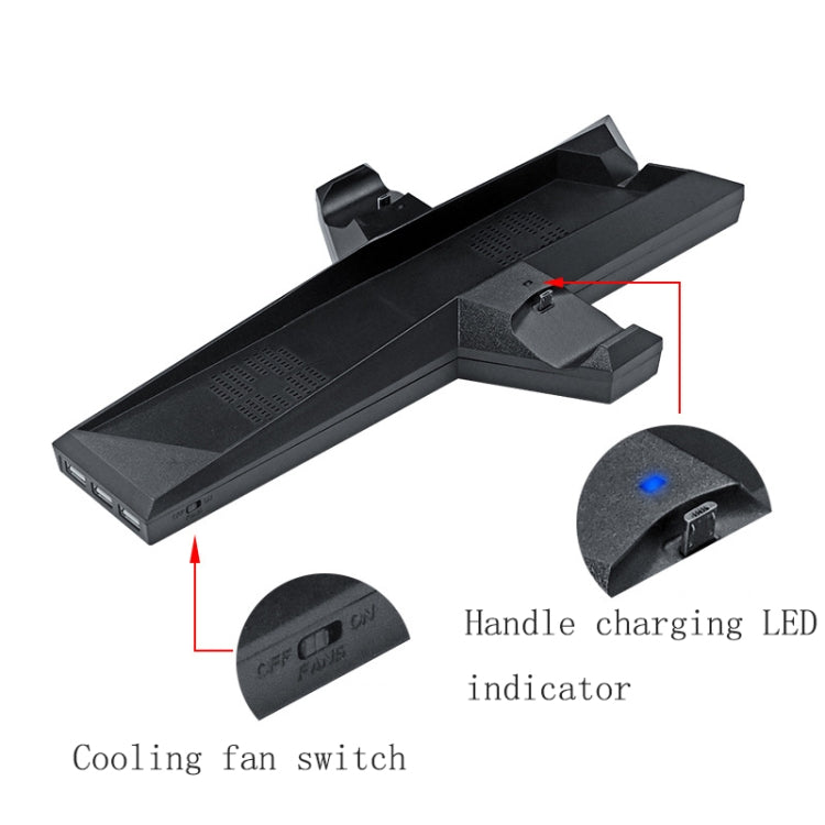 Game Console Radiator And Dual Handle Charging Base For PS4 / PS4 Slim(Black)