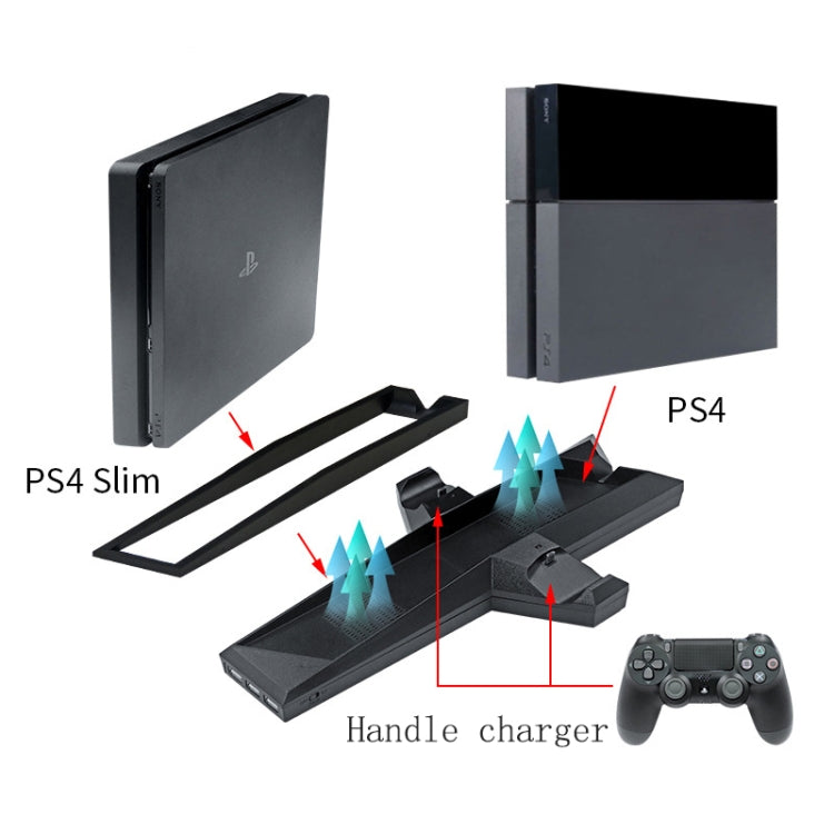 Game Console Radiator And Dual Handle Charging Base For PS4 / PS4 Slim(Black)