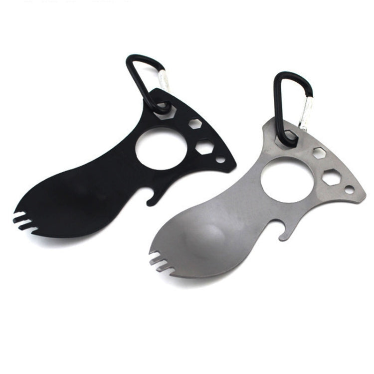 Outdoor Multifunctional Camping Spoon Stainless Steel Tableware Portable Picnic Tableware Fork And Spoon(Light Grey)