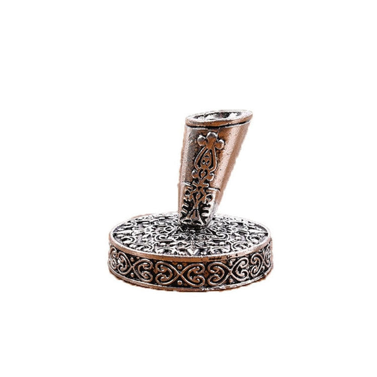 Retro Feather Pen Holder Metal Round Pen Holder, Size:4×4.1cm