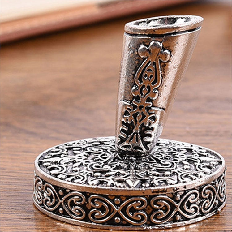 Retro Feather Pen Holder Metal Round Pen Holder, Size:4×4.1cm