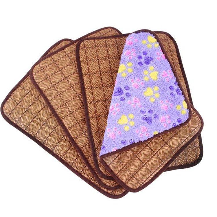 Pet Double-sided Mat Vine Cushion Kennel Cat Blanket Mat, Size:M (Pink)
