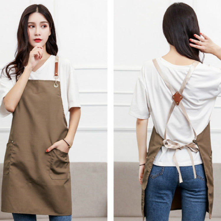 Cotton Kitchen Dining Overalls Strap Apron(Brown)