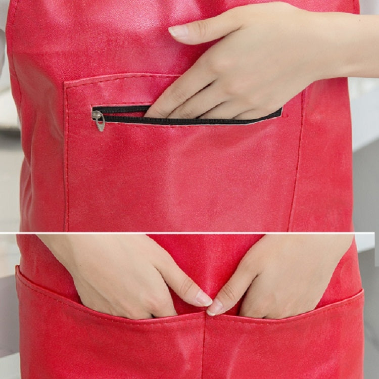 Waterproof Oil Proof Soft Leather Thick Wear-resistant Men and Women Overalls Apron(Black)
