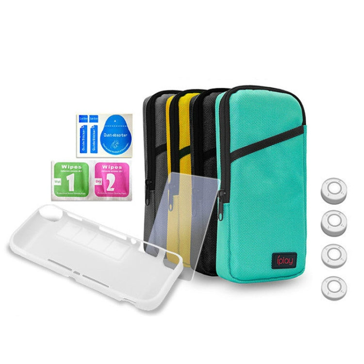 iplay Host Storage Bag Tempered Film + Rocker Cap + Protective Shell 7 in 1 Protection Bag Soft Bag Set For Switch Lite(Yellow)