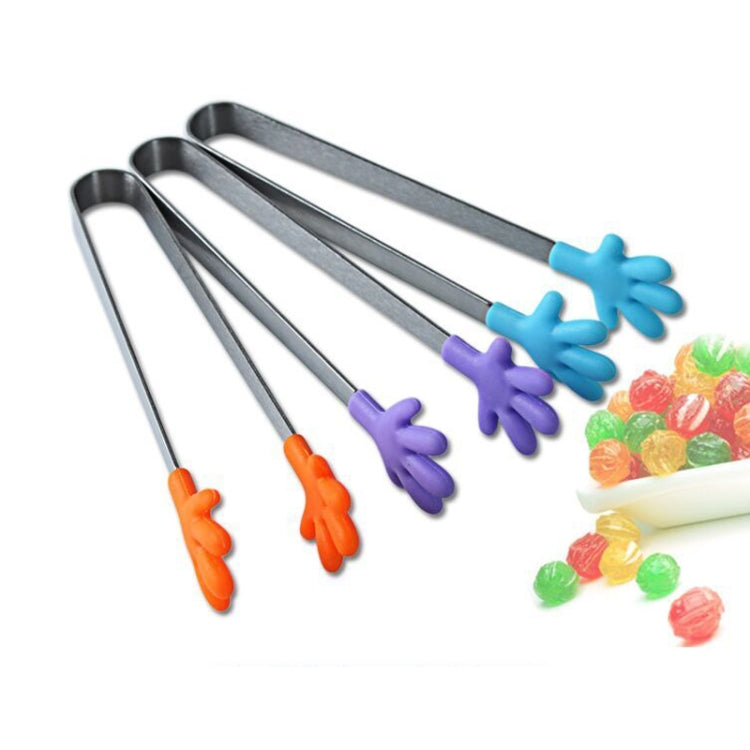 Silicone Stainless Steel Cooking Kitchen Ice Tong Food BBQ Salad Hand Clip(Purple)