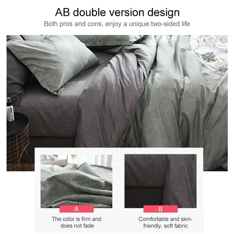 Bedding Set Solid Plaid Side Bed Comforter Duvet Cover Sheet Set, Size:200*230cm(2x Pillowcase,1x Quilt）(Green)