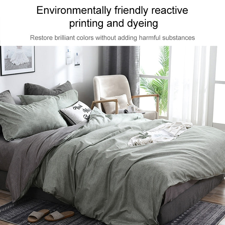 Bedding Set Solid Plaid Side Bed Comforter Duvet Cover Sheet Set, Size:200*230cm(2x Pillowcase,1x Quilt）(Green)