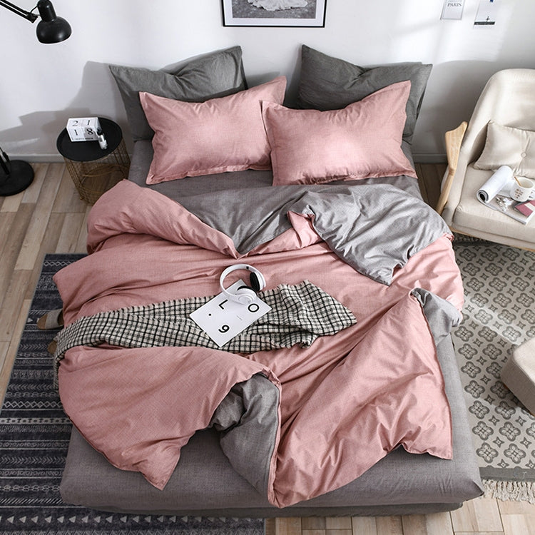 Bedding Set Solid Plaid Side Bed Comforter Duvet Cover Sheet Set, Size:200*230cm(2x Pillowcase,1x Quilt）(Green)