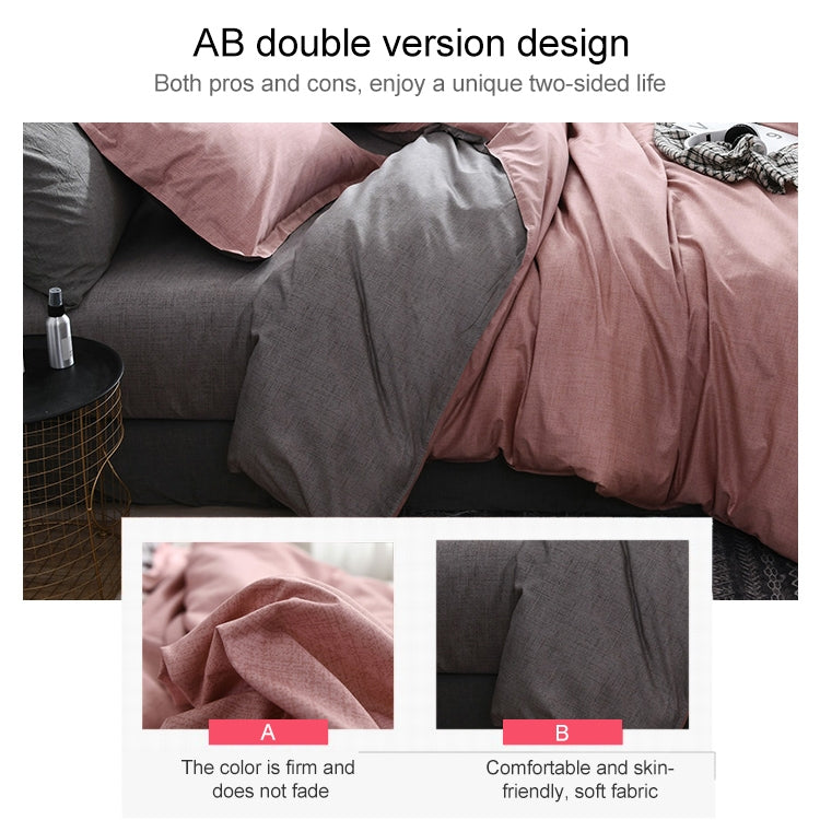 Bedding Set Solid Plaid Side Bed Comforter Duvet Cover Sheet Set, Size:260*230cm(2xPillowcase ,1xQuilt）(Pink)