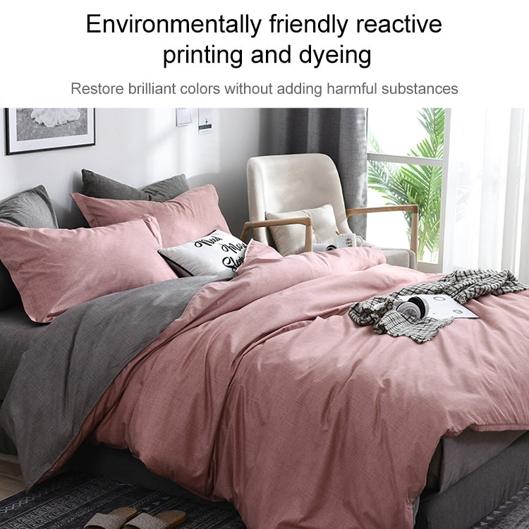 Bedding Set Solid Plaid Side Bed Comforter Duvet Cover Sheet Set, Size:260*230cm(2xPillowcase ,1xQuilt）(Pink)
