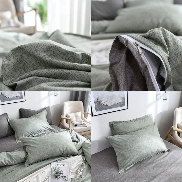 Bedding Set Solid Plaid Side Bed Comforter Duvet Cover Sheet Set, Size:260*230cm(2xPillowcase ,1xQuilt）(Green)