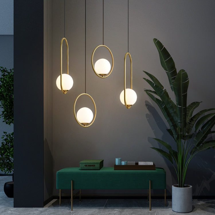 Restaurant Chandelier Single Head Creative Personality Simple Modern Copper Lamp with 5W Warm Light, Shape Style:Oval B2