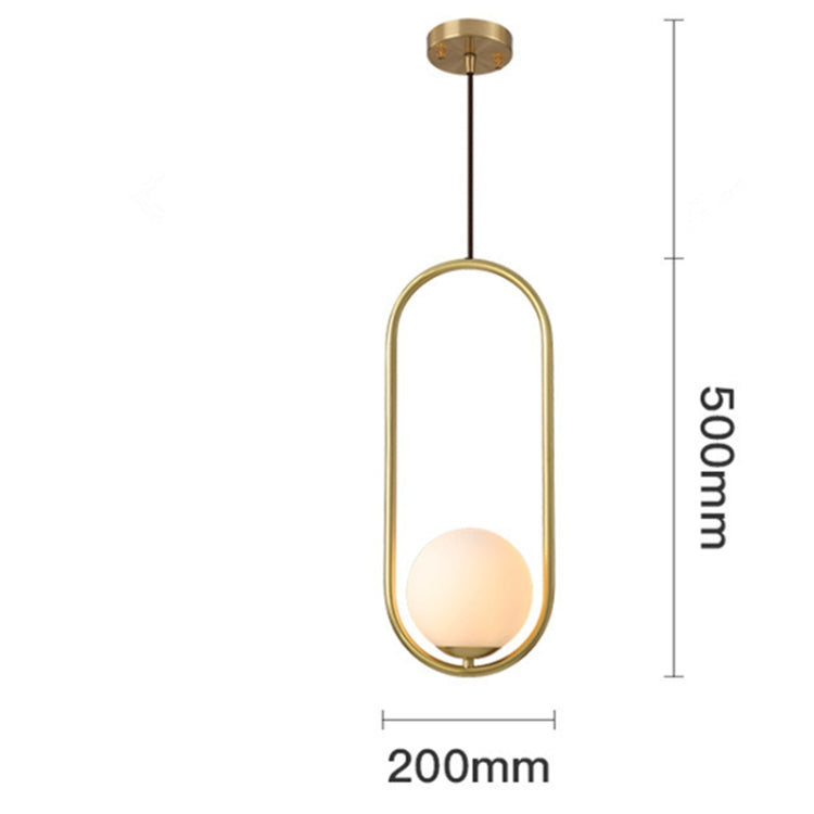 Restaurant Chandelier Single Head Creative Personality Simple Modern Copper Lamp with 5W Warm Light, Shape Style:Oval B2