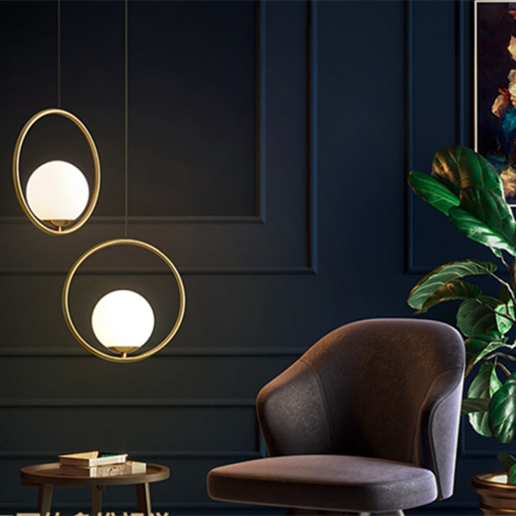 Restaurant Chandelier Single Head Creative Personality Simple Modern Copper Lamp with 5W Warm Light, Shape Style:Oval B2