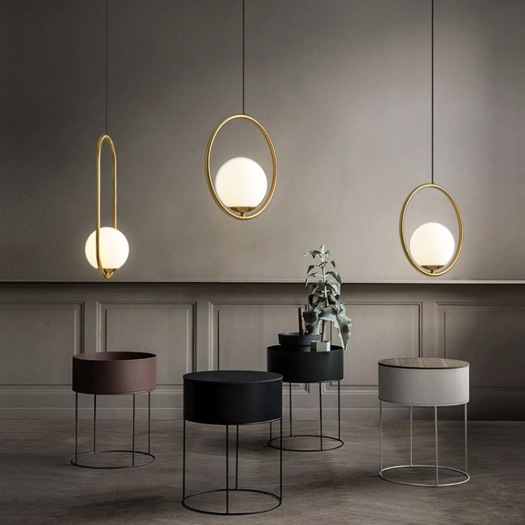 Restaurant Chandelier Single Head Creative Personality Simple Modern Copper Lamp with 5W Warm Light, Shape Style:Oval B2