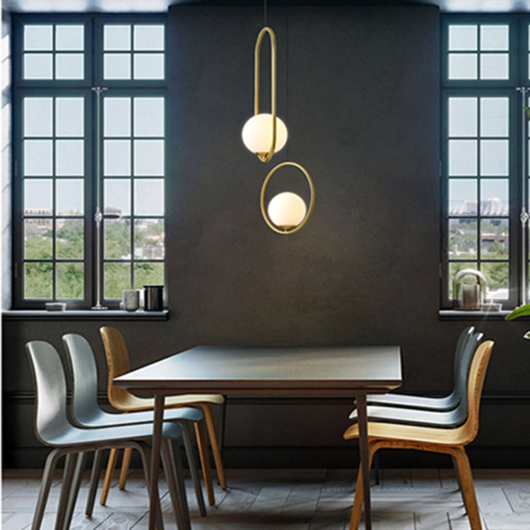 Restaurant Chandelier Single Head Creative Personality Simple Modern Copper Lamp with 5W Three-Color Light, Shape Style:Oval B2