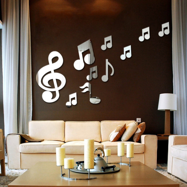 3D Musical Notes Acrylic Mirrors Wall Sticker Home Decor Living Room Wall Decoration Art DIY Wall Stickers(Red)