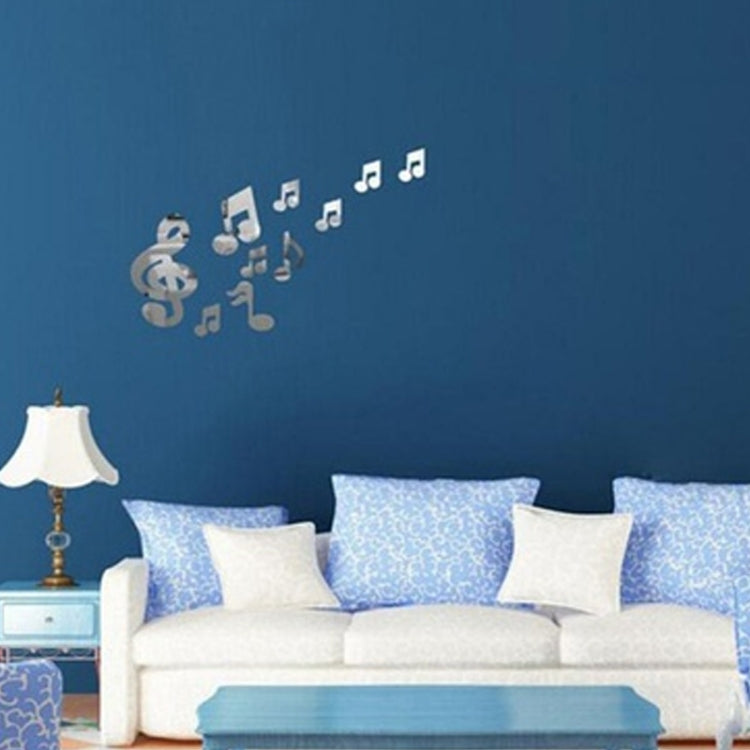 3D Musical Notes Acrylic Mirrors Wall Sticker Home Decor Living Room Wall Decoration Art DIY Wall Stickers(Red)