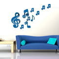3D Musical Notes Acrylic Mirrors Wall Sticker Home Decor Living Room Wall Decoration Art DIY Wall Stickers(Blue)