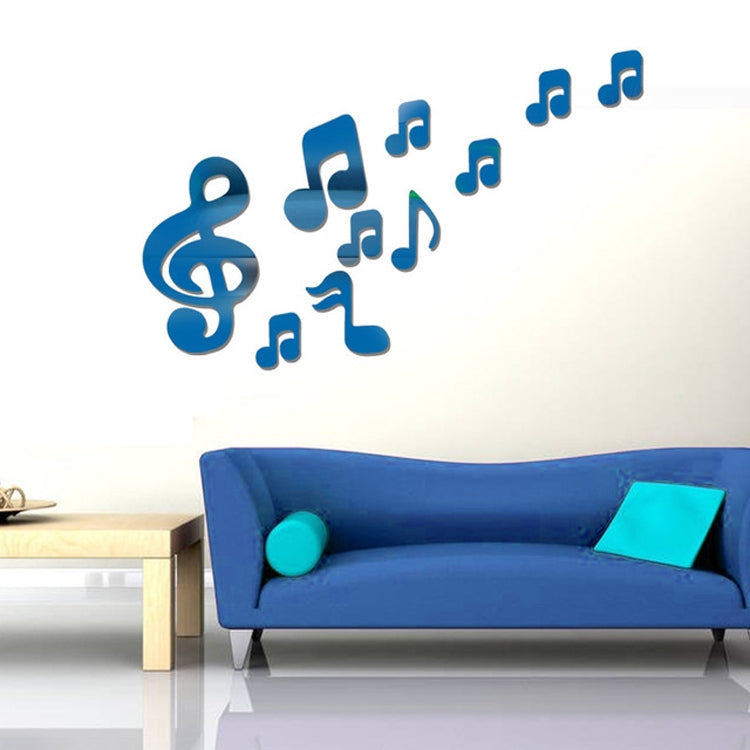 3D Musical Notes Acrylic Mirrors Wall Sticker Home Decor Living Room Wall Decoration Art DIY Wall Stickers(Blue)