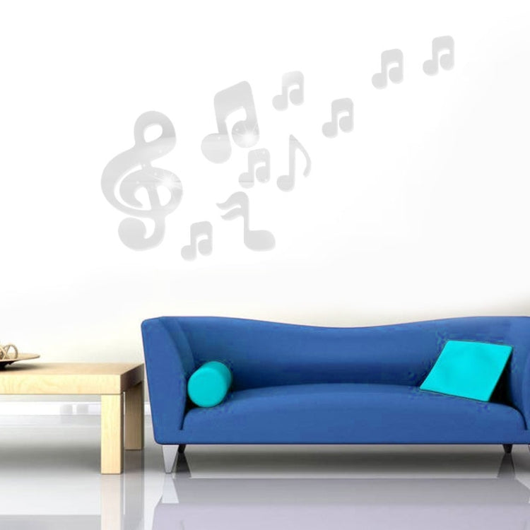 3D Musical Notes Acrylic Mirrors Wall Sticker Home Decor Living Room Wall Decoration Art DIY Wall Stickers(Blue)