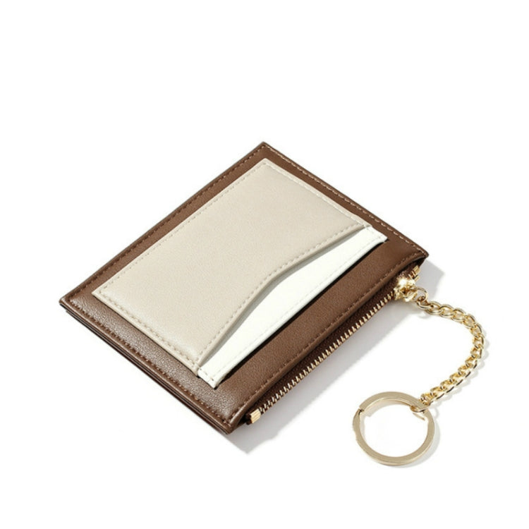 Fashion Stitching Multi-card Zipper Card Bag Multi-function Mini Wallet(Brown)