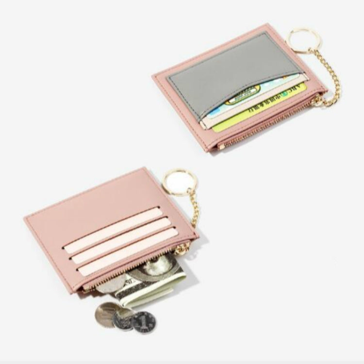 Fashion Stitching Multi-card Zipper Card Bag Multi-function Mini Wallet(Brown)