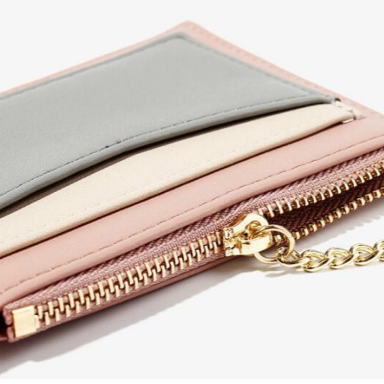 Fashion Stitching Multi-card Zipper Card Bag Multi-function Mini Wallet(Brown)