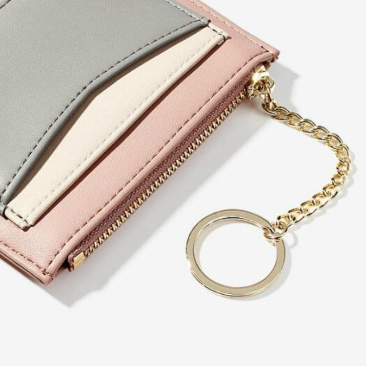 Fashion Stitching Multi-card Zipper Card Bag Multi-function Mini Wallet(Blue)