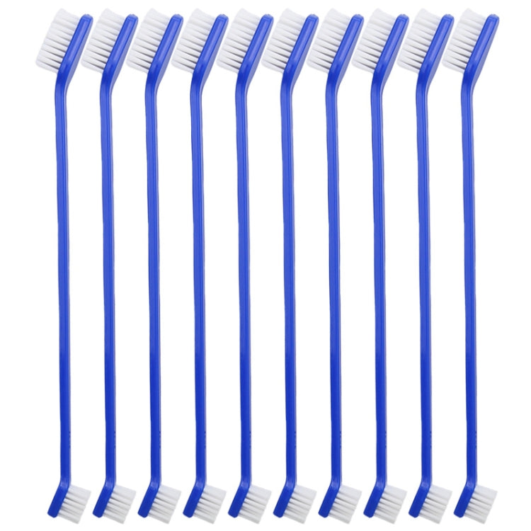 10pcs Dog Cat Effective Pets Oral Care Pet Toothbrush, Specification:Blue Handle + Medium Hair(Blue)