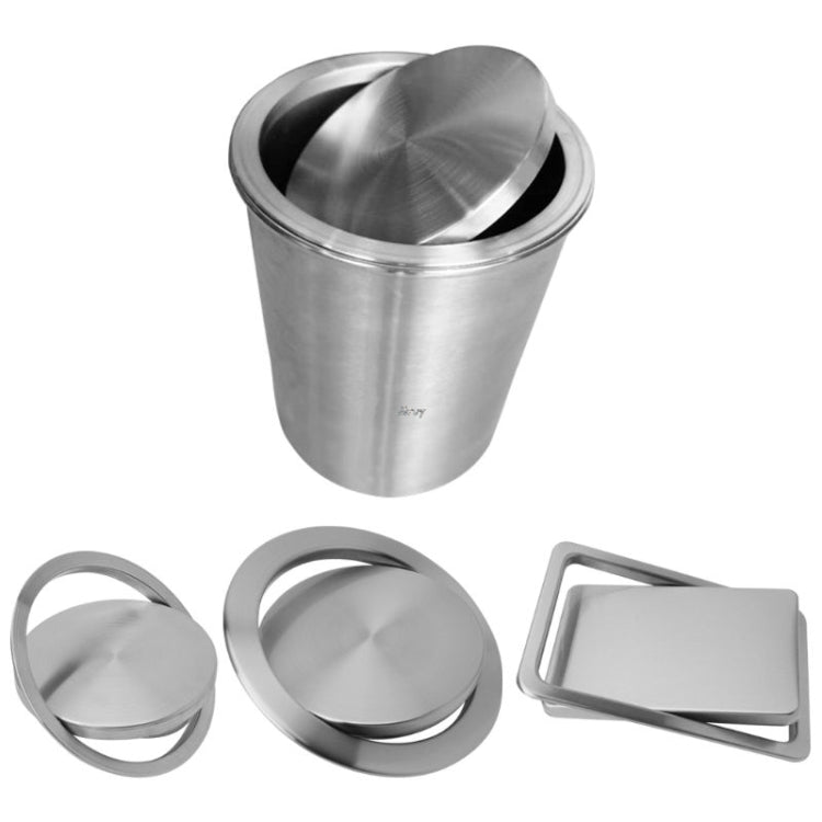 Embedded Type Stainless Steel Swing Cover Flip Kitchen Countertop Trash Can Lid  Cap, Size:Round Drawing 20cm Diameter(Silver)