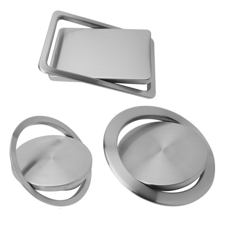 Embedded Type Stainless Steel Swing Cover Flip Kitchen Countertop Trash Can Lid  Cap, Size:Round Drawing 20cm Diameter(Silver)