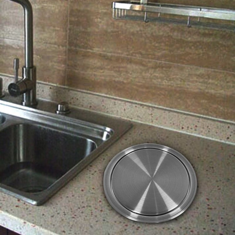 Embedded Type Stainless Steel Swing Cover Flip Kitchen Countertop Trash Can Lid  Cap, Size:Round Drawing 20cm Diameter(Silver)