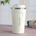 Smart Version Double Stainless steel 304 Coffee Mug Car Thermos Mug Travel Thermo Cup 380ml(White)