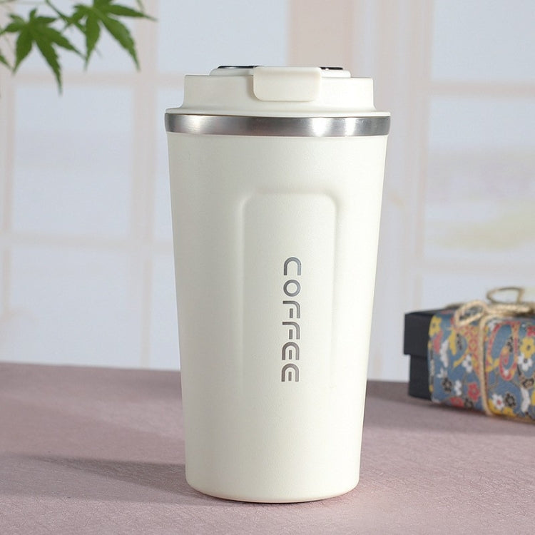 Smart Version Double Stainless steel 304 Coffee Mug Car Thermos Mug Travel Thermo Cup 380ml(White)