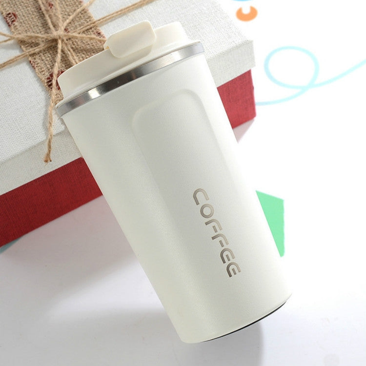 Smart Version Double Stainless steel 304 Coffee Mug Car Thermos Mug Travel Thermo Cup 380ml(White)