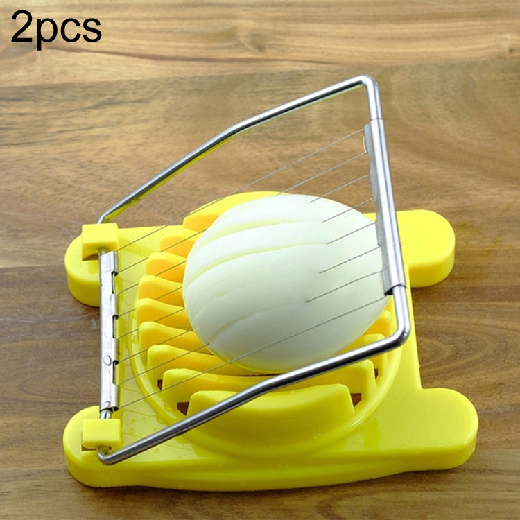 2 PCS Multifunctional Stainless Steel Egg Preserved Egg Slicer Fancy Splitter Kitchen Supplies Egg Cutting Tools(Yellow)