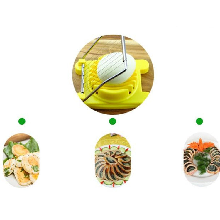 2 PCS Multifunctional Stainless Steel Egg Preserved Egg Slicer Fancy Splitter Kitchen Supplies Egg Cutting Tools(Yellow)