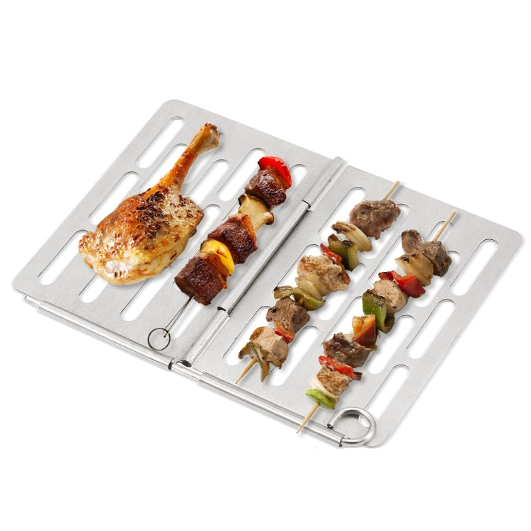 Stainless Steel Folding Barbecue Net  Portable BBQ Picnic Accessories, Size:M 22.6x15.8CM