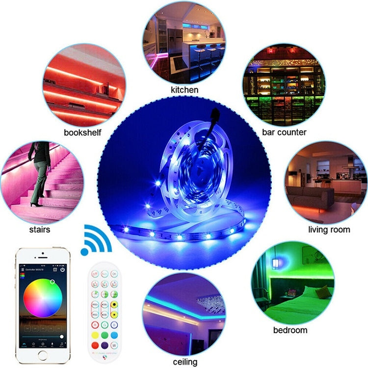 30M 540 LEDs Bluetooth Suit Smart Music Sound Control Light Strip Non-waterproof 5050 RGB Colorful Atmosphere LED Light Strip With 24-Keys Remote Control(EU Plug)