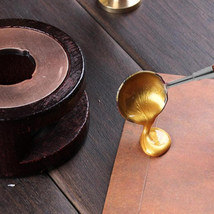 Wooden Handle Brass Seal Wax Spoon Tool Melting Sealing Wax Hand Account Stainless Steel Fire Paint Spoon, Color:Straight Round Wooden Spoon
