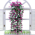 Artificial Flower Wall Hanging Lily Flower Vine Basket Flower Party Decorations(Purple)