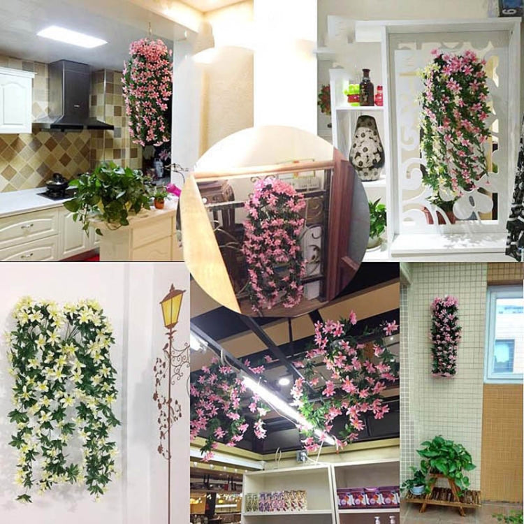 Artificial Flower Wall Hanging Lily Flower Vine Basket Flower Party Decorations(Purple)