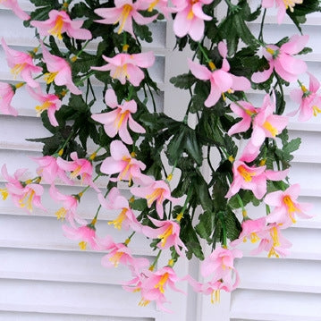 Artificial Flower Wall Hanging Lily Flower Vine Basket Flower Party Decorations(Purple)