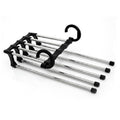 Multifunctional  5 in 1 Telescopic Folding Wardrobe Magic Trousers Rack(Black)