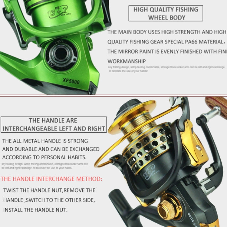 YUMOSHI XF6000 Full Metal Swing Arm Metal Head Fishing Reel(Green)