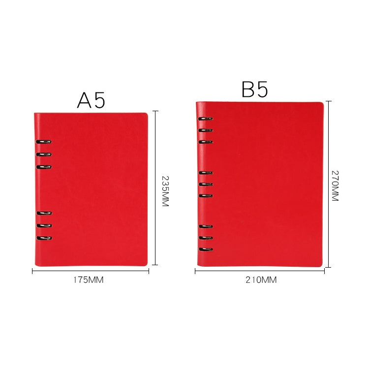 Business Notepad Loose Leaf Replaceable Inner Notebook Thickened Diary Book, Color:A5 Red