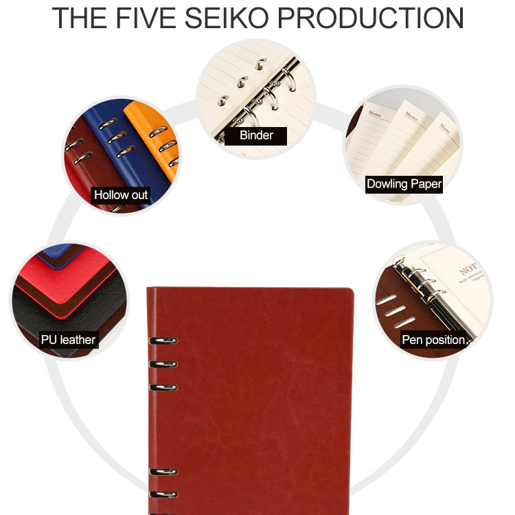 Business Notepad Loose Leaf Replaceable Inner Notebook Thickened Diary Book, Color:A5 Red