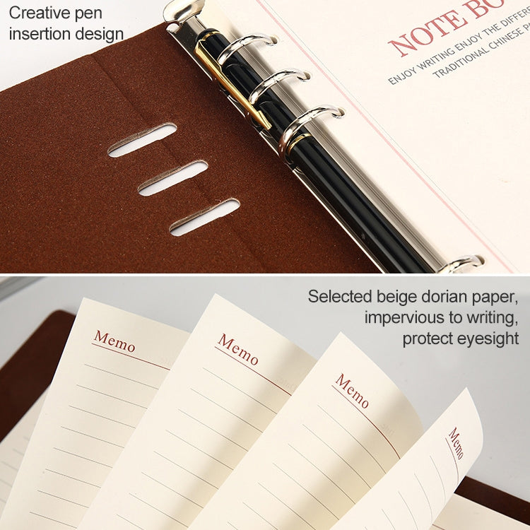 Business Notepad Loose Leaf Replaceable Inner Notebook Thickened Diary Book, Color:A5 Red